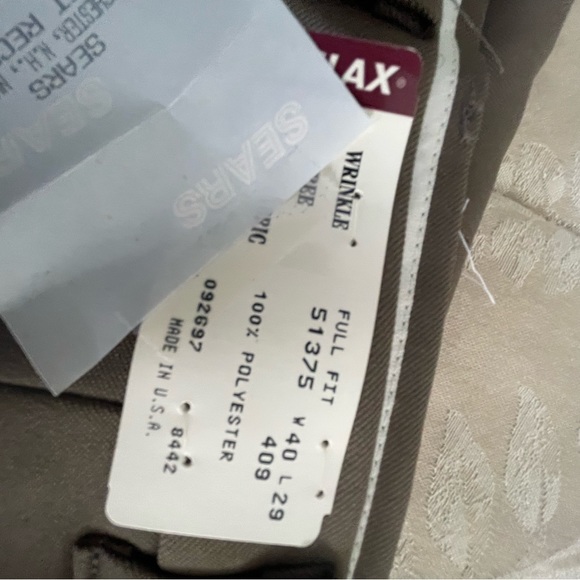 NWT Sears Men's Flex Slacks 40 × 29 - Picture 2 of 5